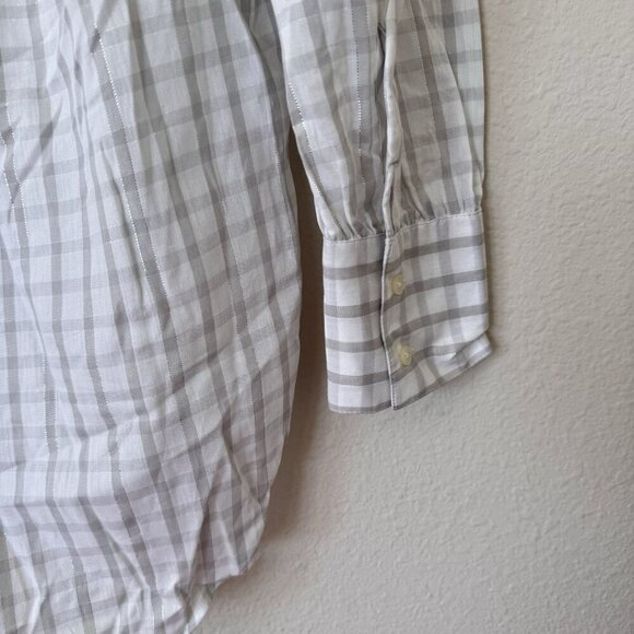 NWT LOFT Women Thin Lightweight Algodon Cotton Blouse Shimmer Multicolor Plaid M - Picture 8 of 8